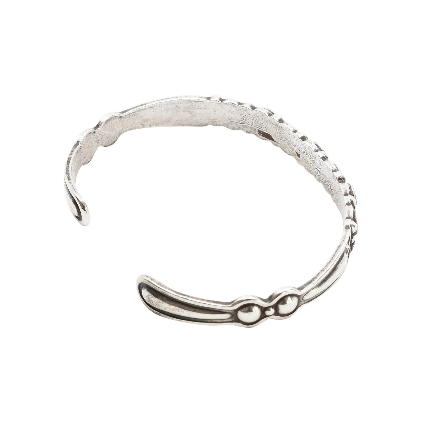 1930's Fred Harvey Era Silver Arrow Curio Bracelet - Turquoise & Tufa