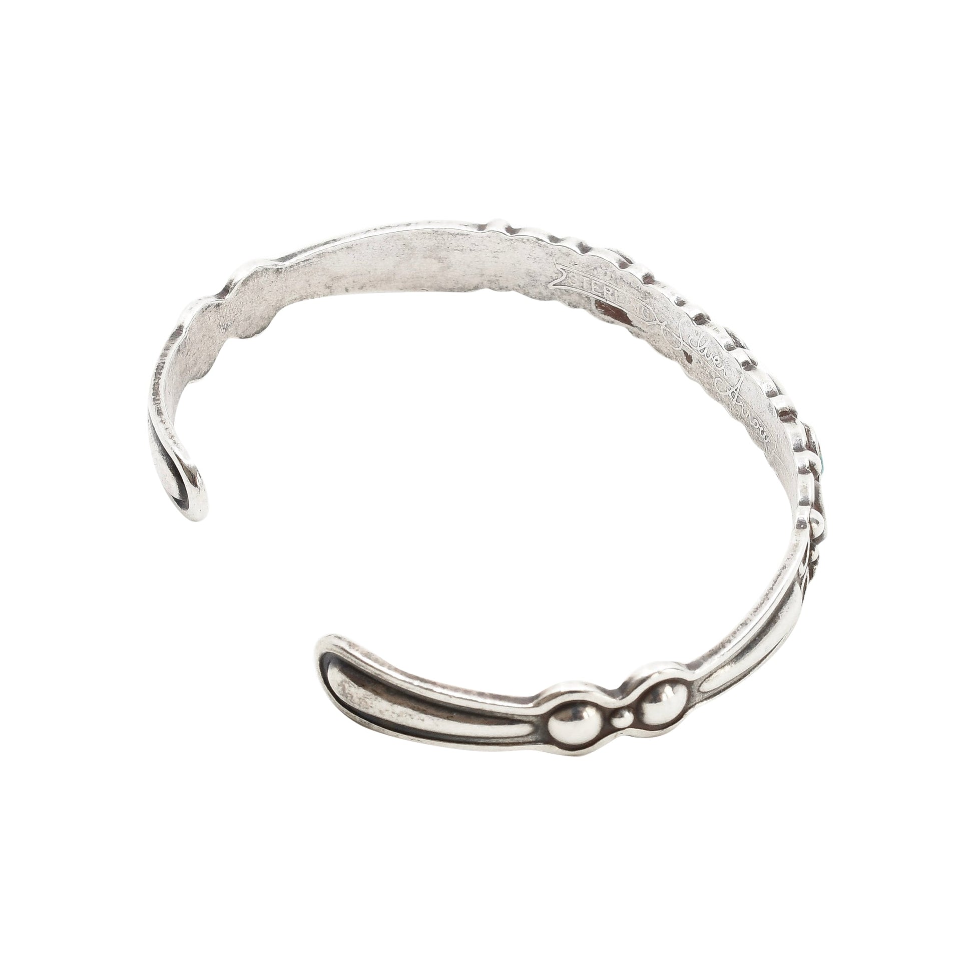 1930's Fred Harvey Era Silver Arrow Curio Bracelet - Turquoise & Tufa
