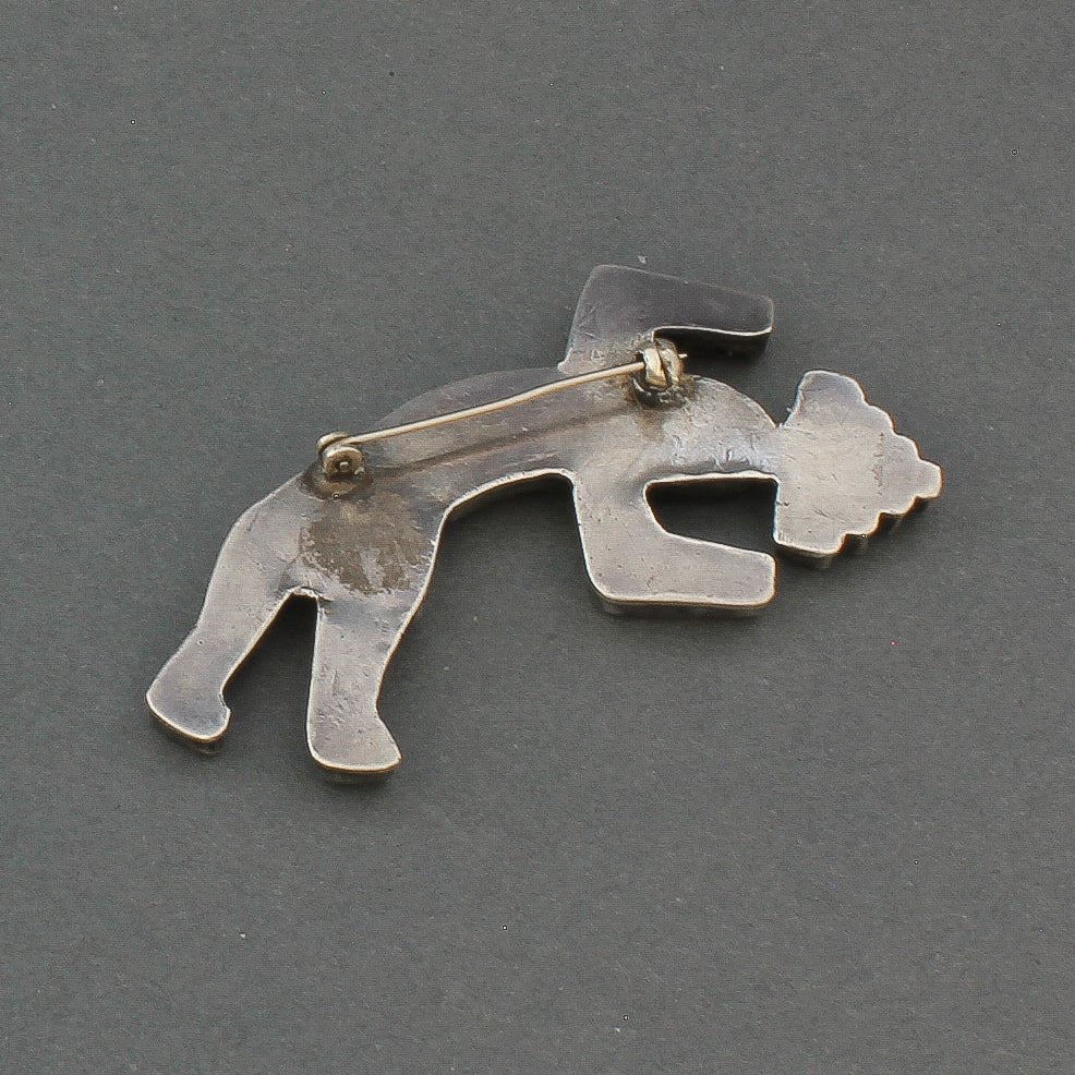 1940's Zuni Rainbow Man Pin - Turquoise & Tufa