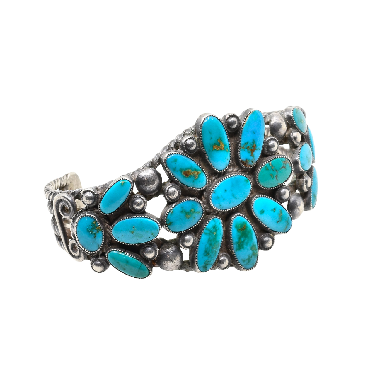 Old Navajo Blue Gem Turquoise Bracelet of Twisted Wire