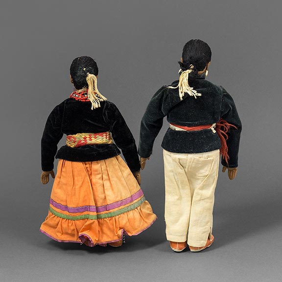 A Vintage Pair of Navajo Dolls in Traditional Dress - Turquoise & Tufa