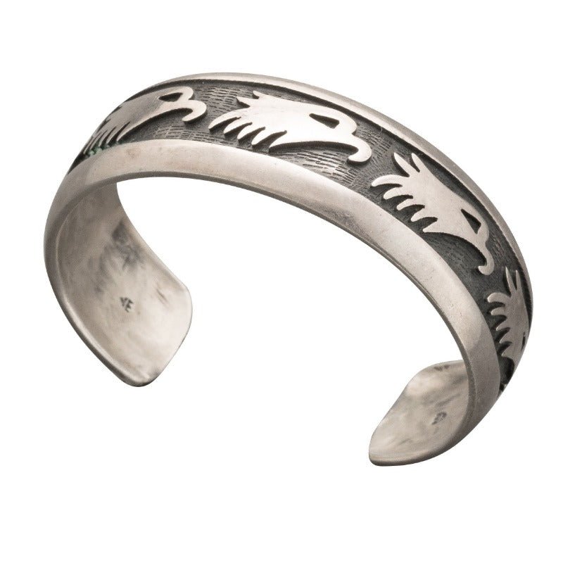 Bernard Dawahoya Hopi Silver Bracelet of An Eagle - Turquoise & Tufa