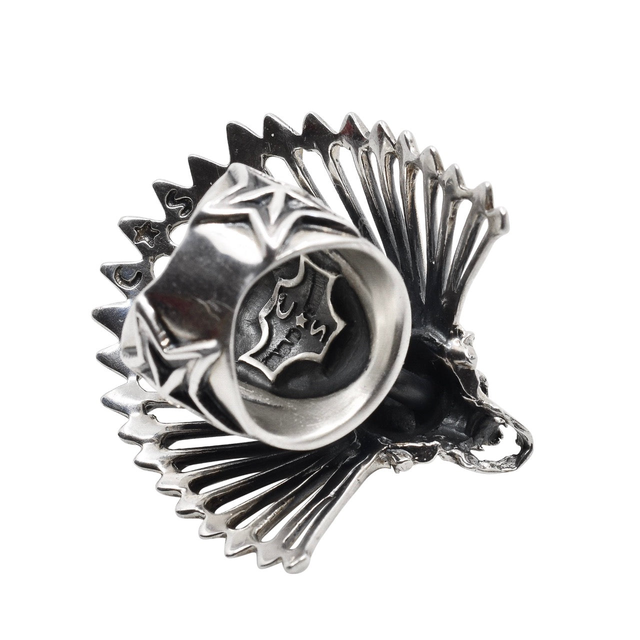 Cody Sanderson Silver Skull Ring Chief Kill Hater - Turquoise & Tufa