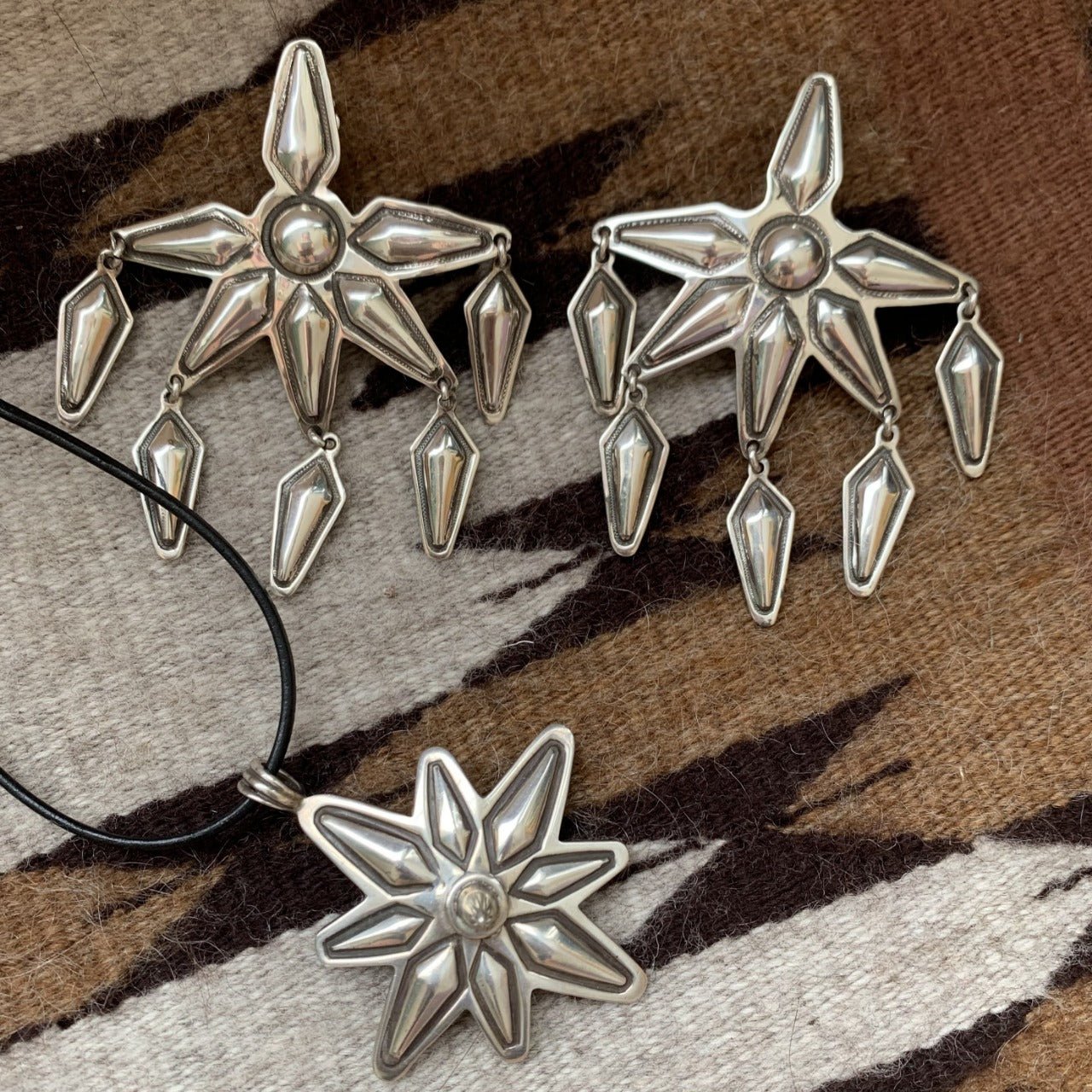 Cody Sanderson Six Pointed Star Dangle Earrings - Turquoise & Tufa