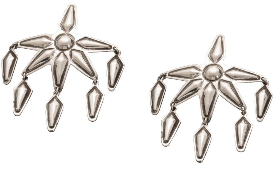 Cody Sanderson Six Pointed Star Dangle Earrings - Turquoise & Tufa