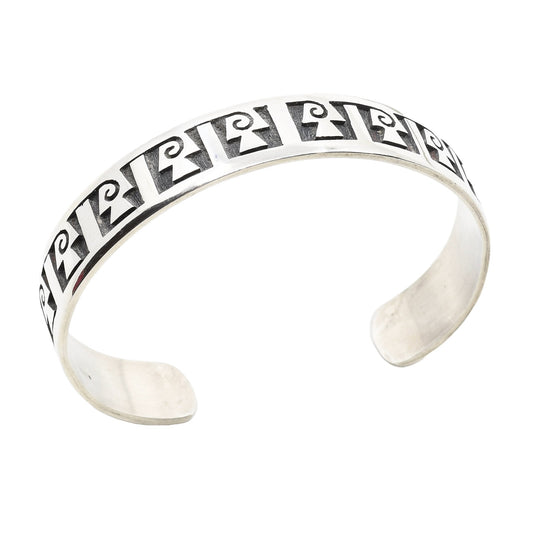 Contemporary Hopi Overlay Cuff Bracelet by Darren Silas - Turquoise & Tufa