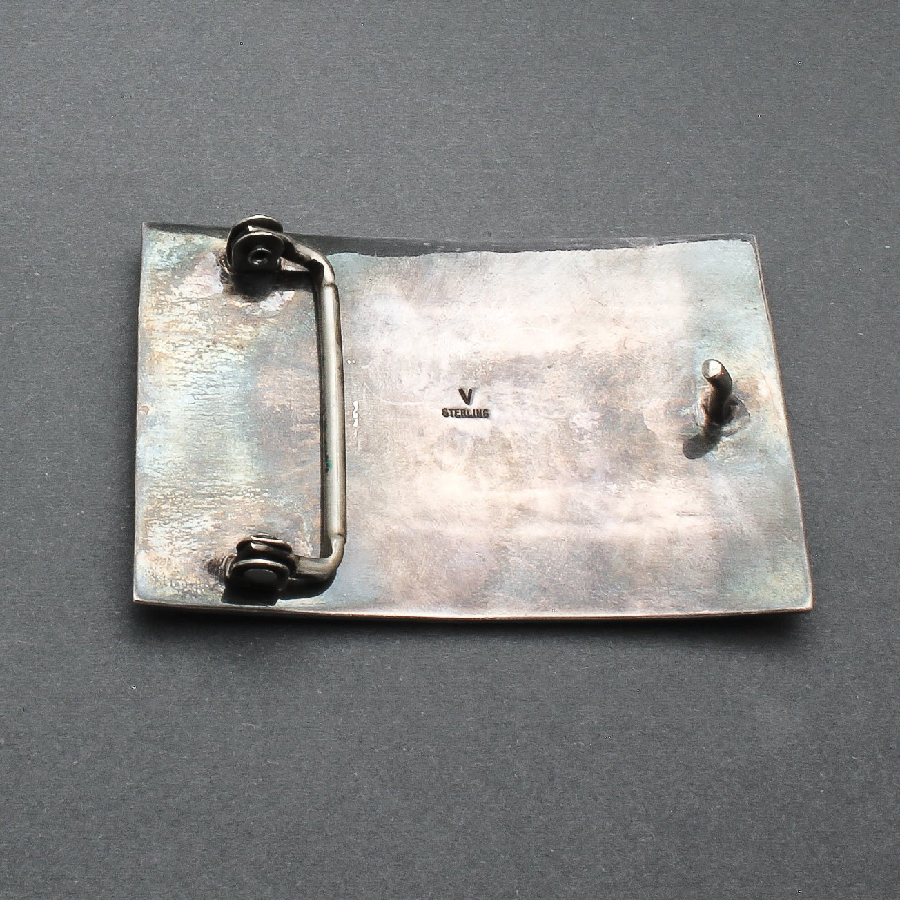 Contemporary Navajo Lightning Buckle With Inlay Lapis - Turquoise & Tufa