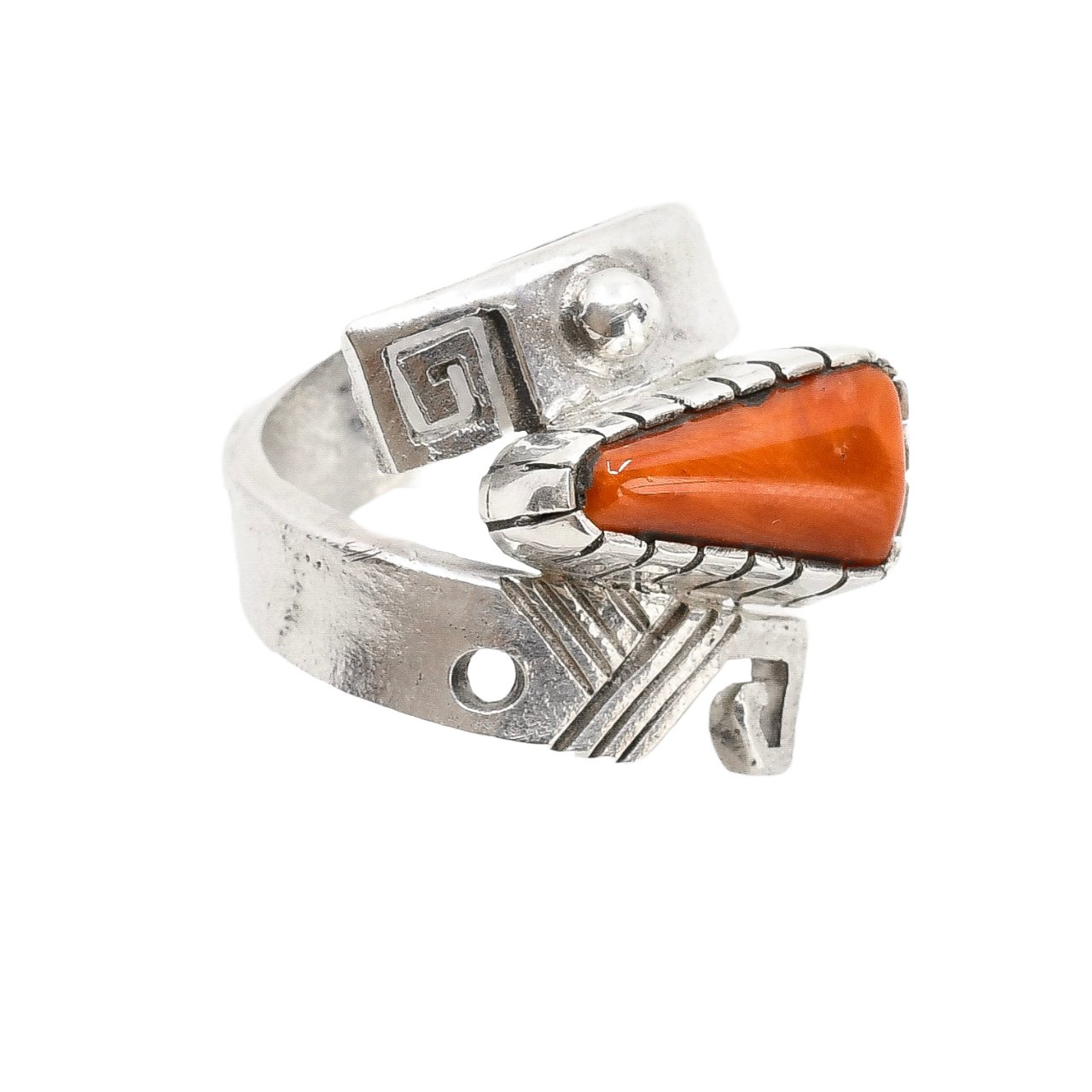 Contemporary Navajo Ring of Coral By Lorenzo Shirley.png - Turquoise & Tufa