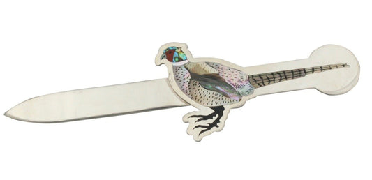 Dale Edaakie Silver Letter Opener With Inlay Pheasant - Turquoise & Tufa