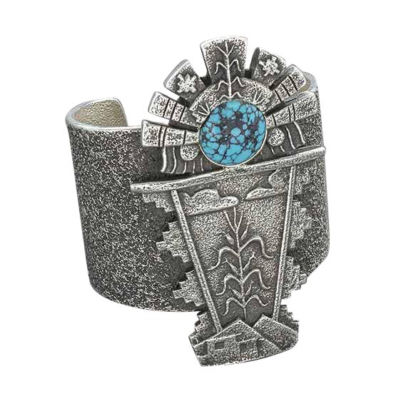 Darryl Dean Begay Bracelet Entitled The Messenger - Turquoise & Tufa