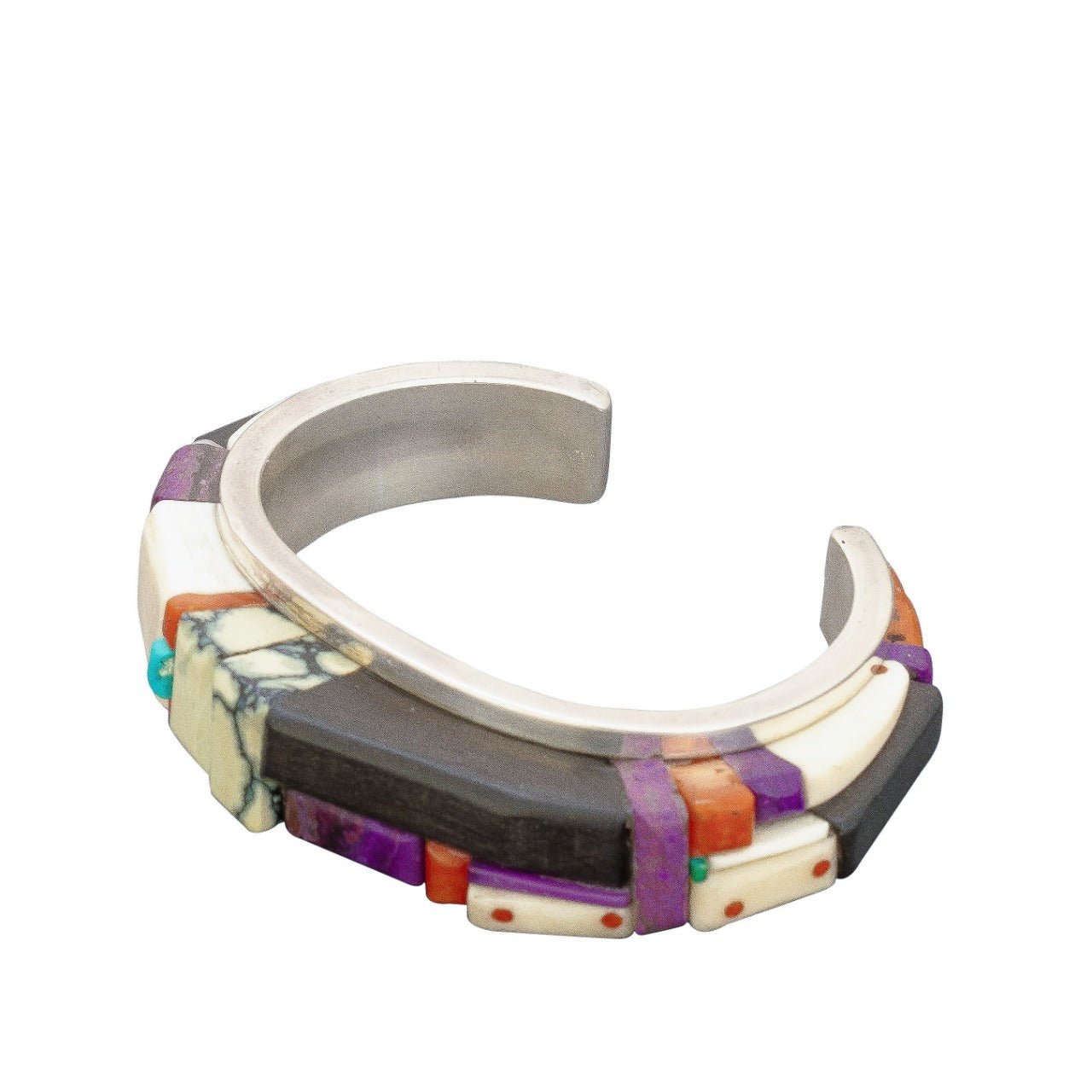 David Tune Height Inlay Bracelet of Sterling Silver - Turquoise & Tufa