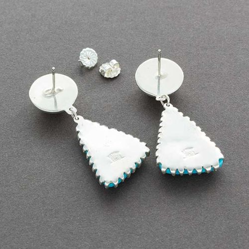 Debbie Silversmith Turquoise Dangle Earrings - Turquoise & Tufa