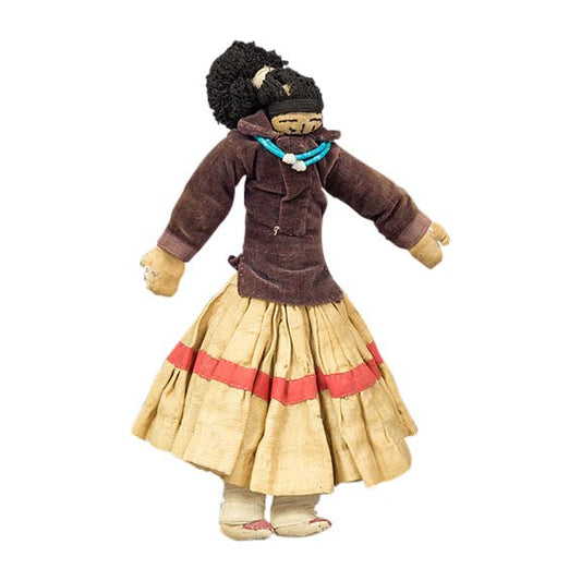 Early 1900's Handmade Navajo Doll With Turquoise - Turquoise & Tufa