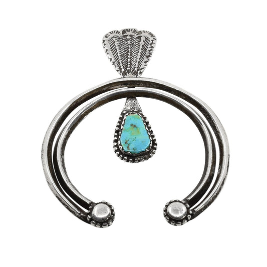 Early Navajo Double Naja Pendant of Silver and Turquoise - Turquoise & TufaEarly Navajo Double Naja Pendant of Silver and Turquoise