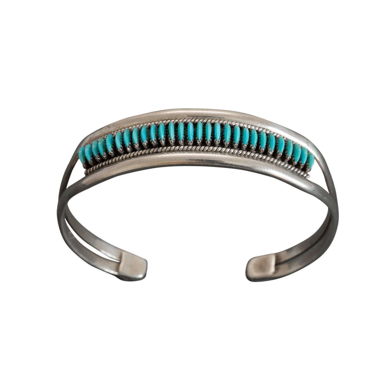 Edith Tsabetsaye Bracelet of Turquoise and Silver - Turquoise & Tufa