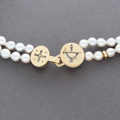 Gail Bird and Yazzie Johnson Necklace of Chinese Baroque Pearls - Turquoise & Tufa