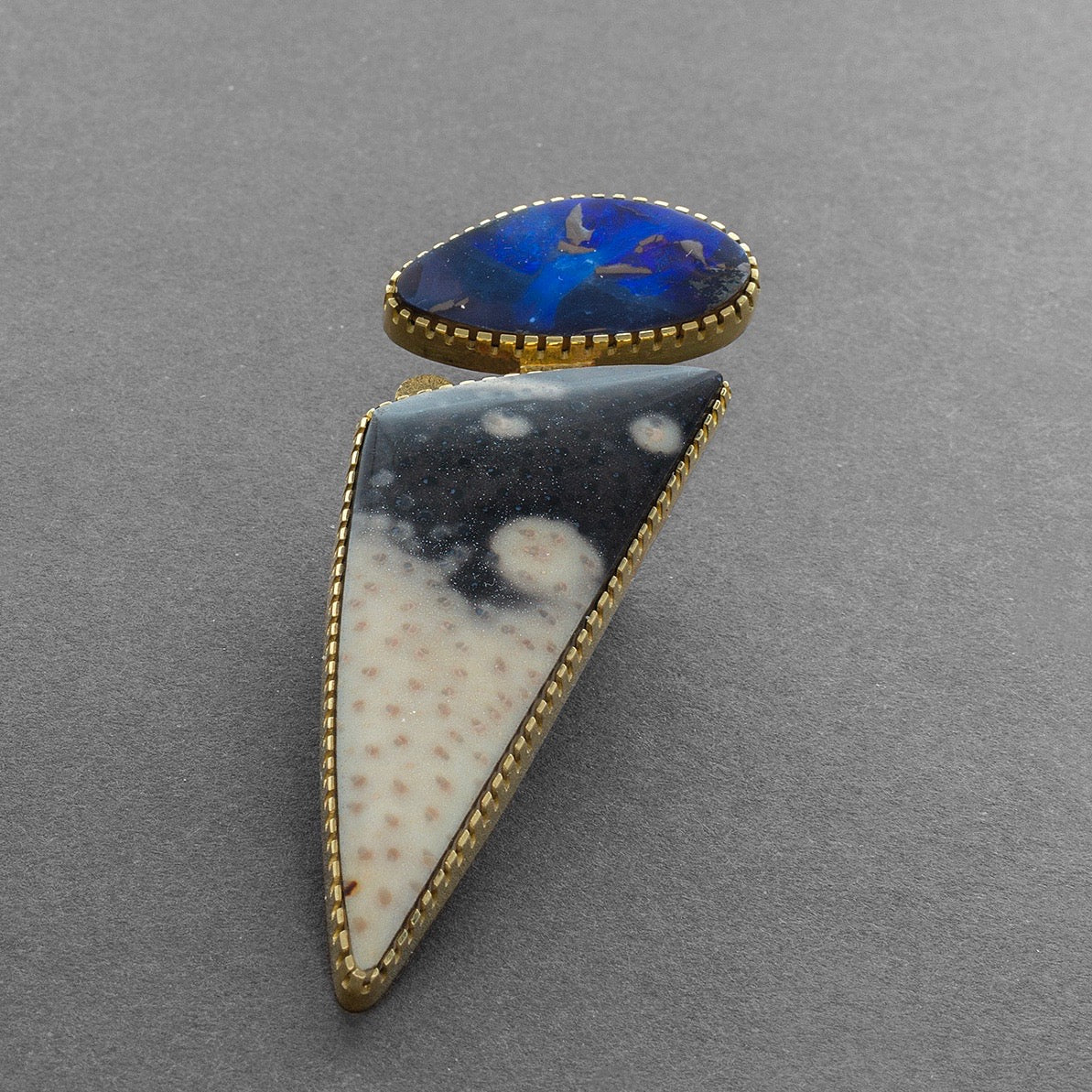 Gail Bird and Yazzie Johnson Pendant of 18kt Gold and Boulder Opal - Turquoise & Tufa