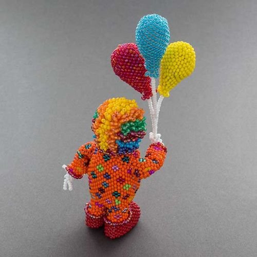 Hand-Beaded Zuni Clown By Farlan Quetawki - Turquoise & Tufa