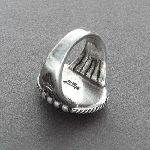 Harry H. Begay Ring of Natural Turquoise and Silver - Turquoise & Tufa