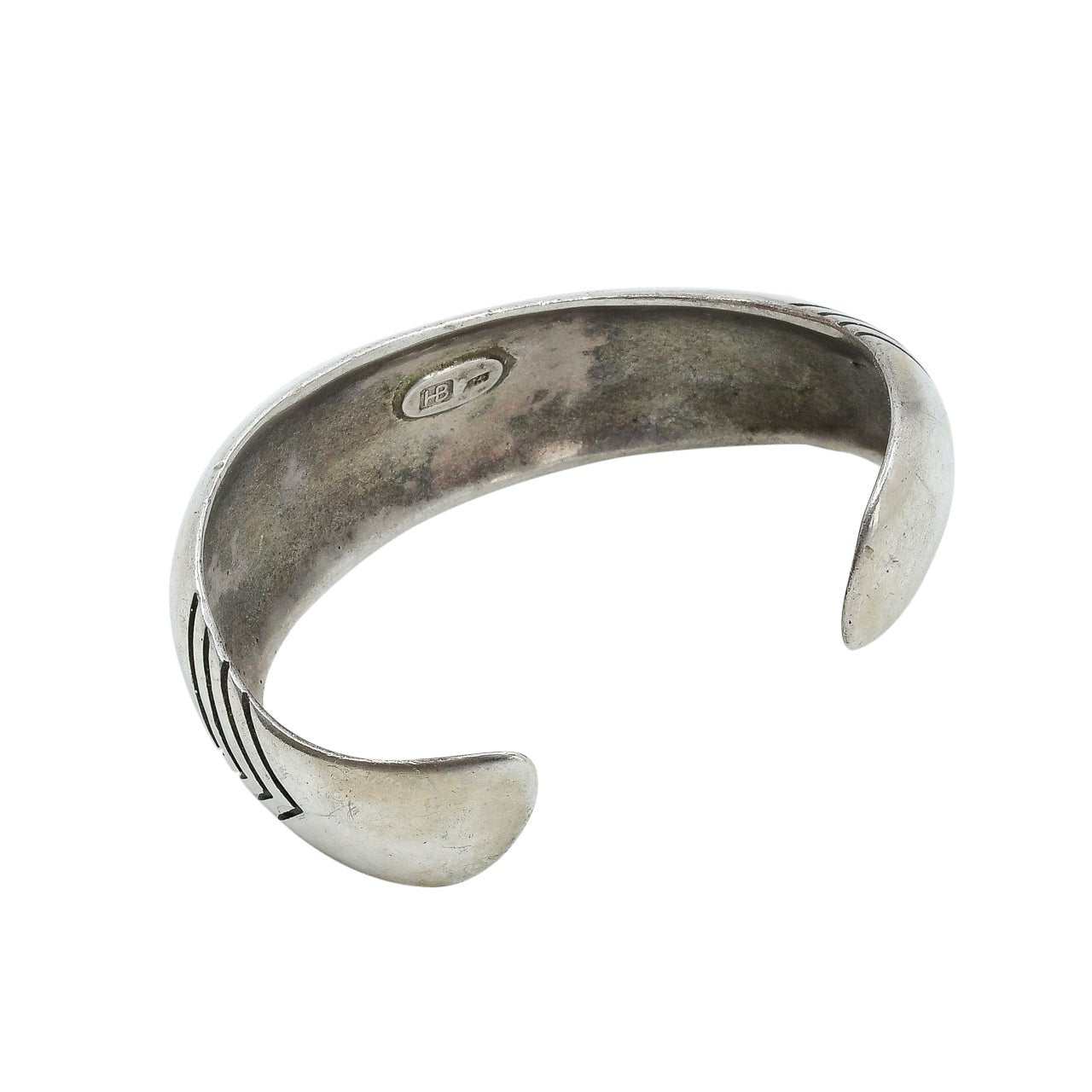 Harvey Begay Geometric Silver Cuff Bracelet - Turquoise & Tufa