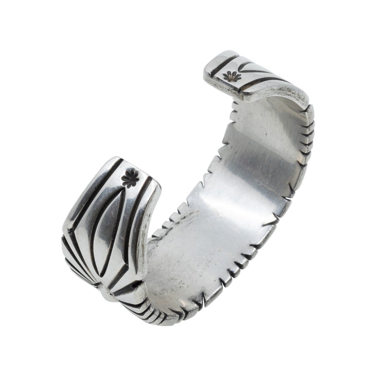 Heavy Gauge Navajo Silver Cuff By Thomas Jim - Turquoise & Tufa