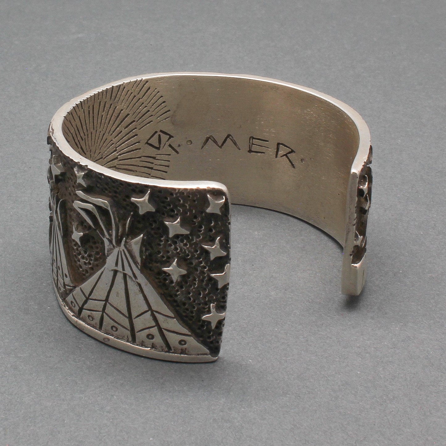 Heavy Gauge Silver Bracelet by Danny Romero - Turquoise & Tufa