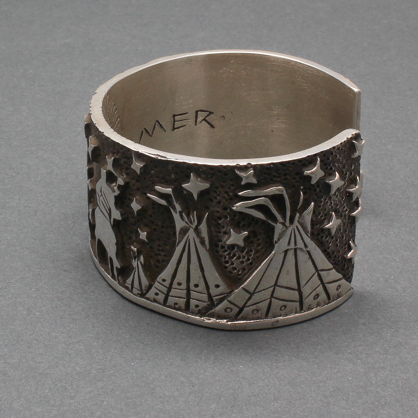 Heavy Gauge Silver Bracelet by Danny Romero - Turquoise & Tufa