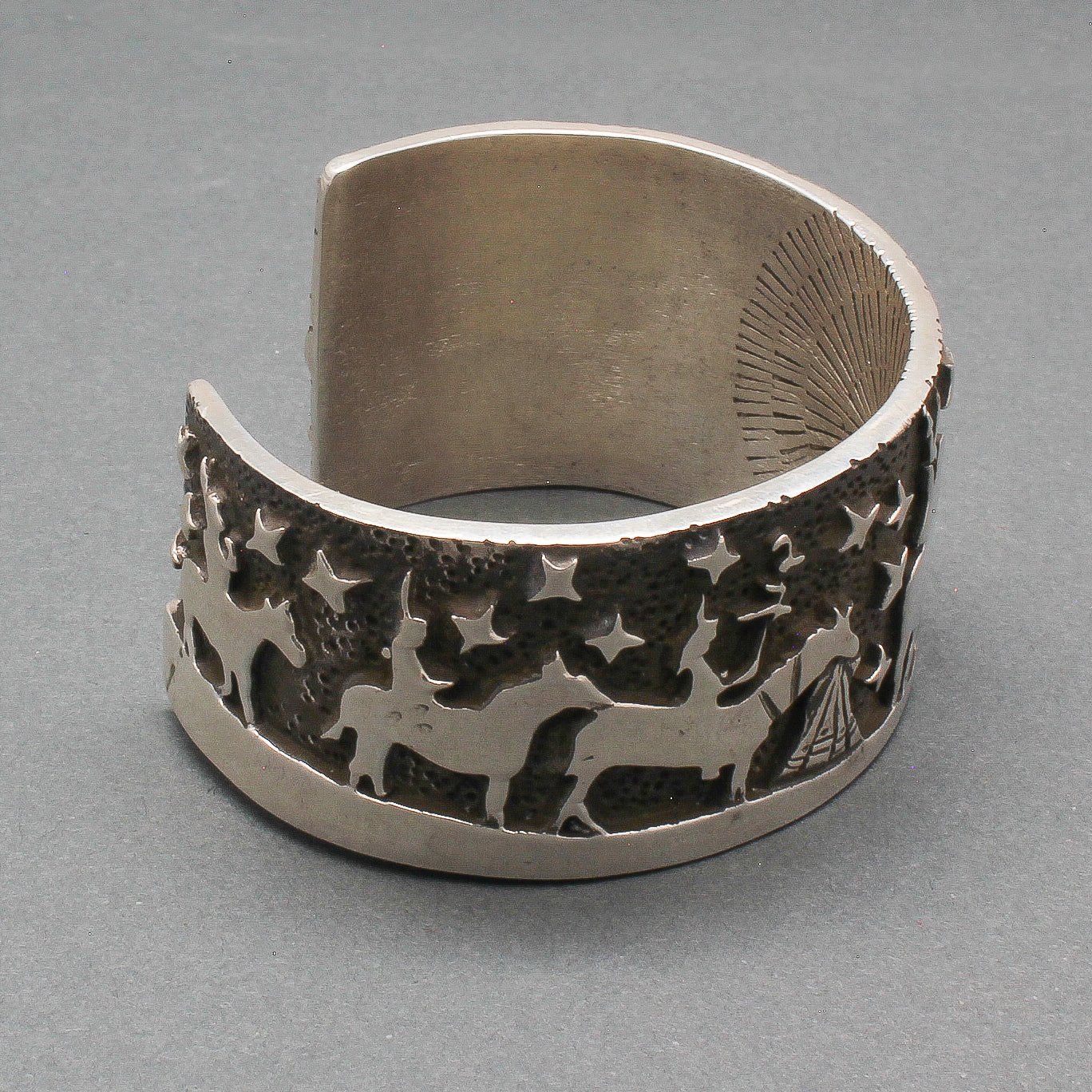 Heavy Gauge Silver Bracelet by Danny Romero - Turquoise & Tufa