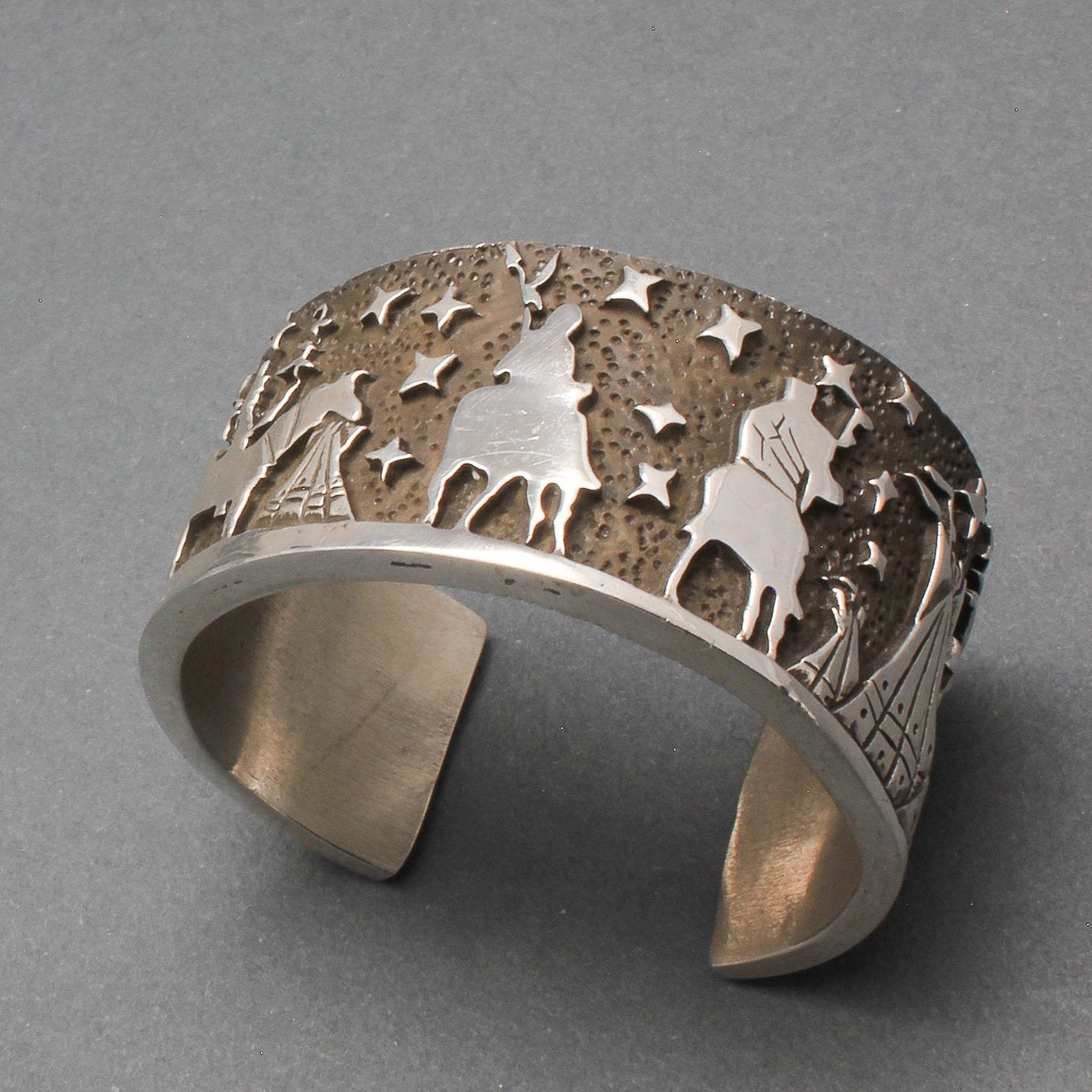 Heavy Gauge Silver Bracelet by Danny Romero - Turquoise & Tufa