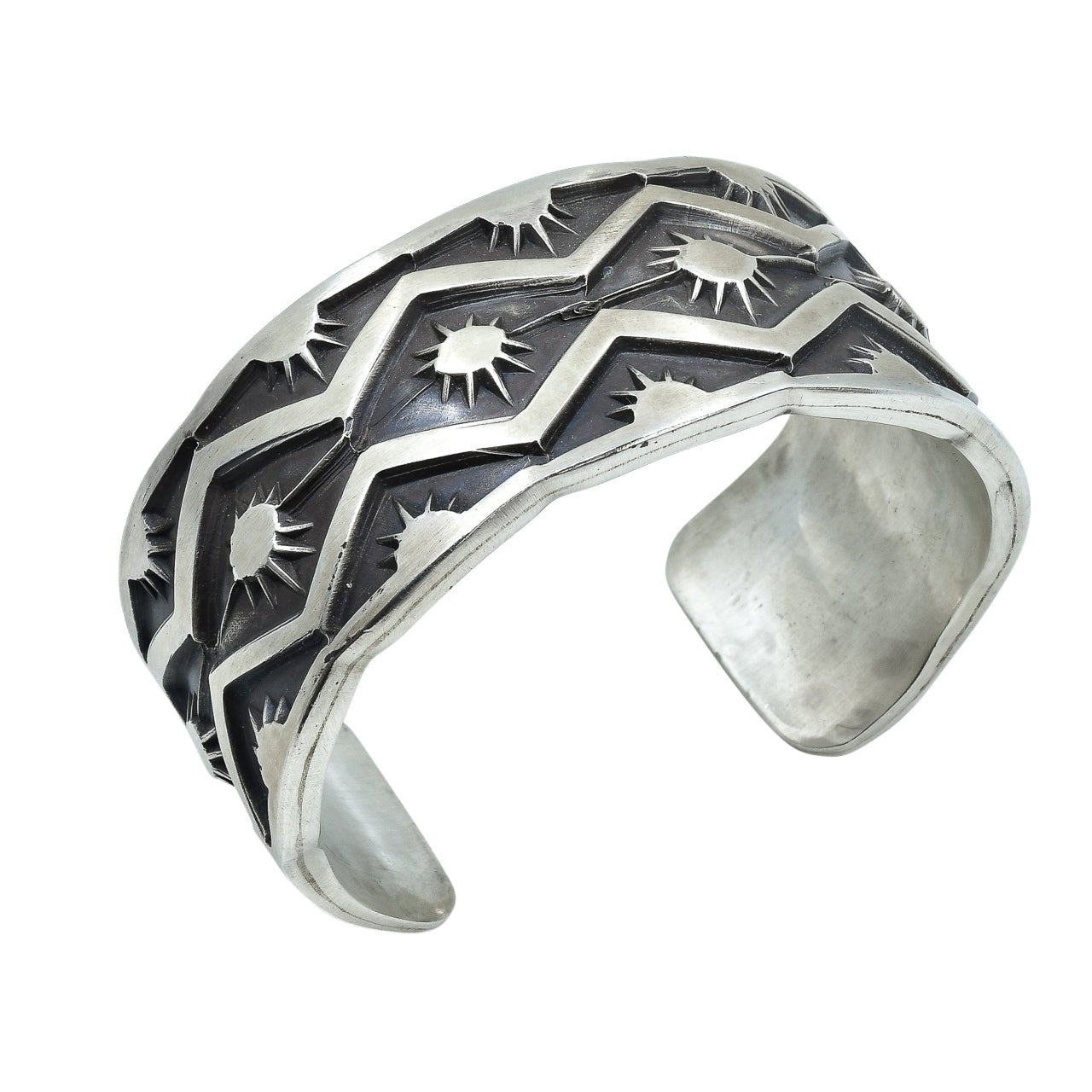 Heavy Navajo Silver Cuff by Nora Tahe - Turquoise & Tufa