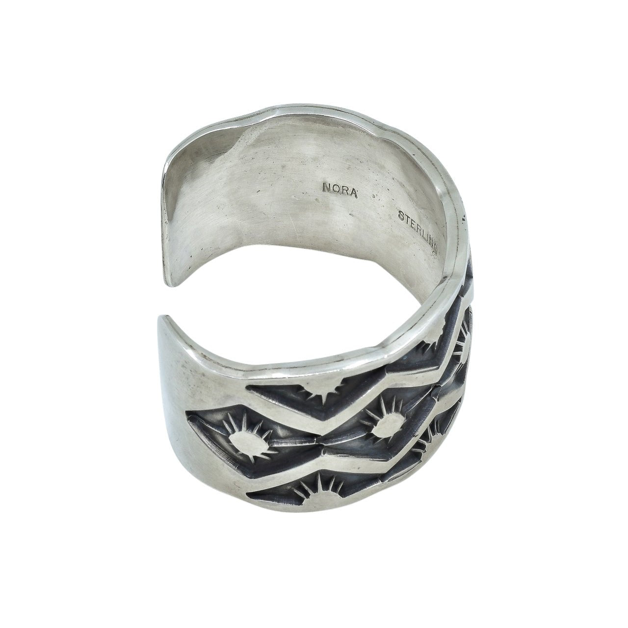 Heavy Navajo Silver Cuff by Nora Tahe - Turquoise & Tufa