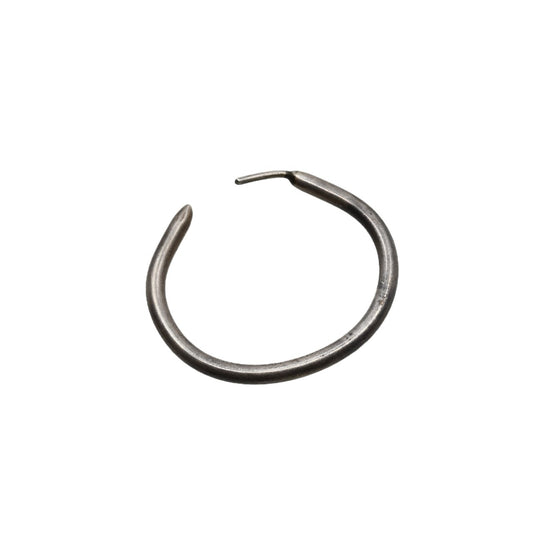 Historic Early Navajo or Pueblo Silver Hoop Earring Gallegos Collection - Turquoise & Tufa