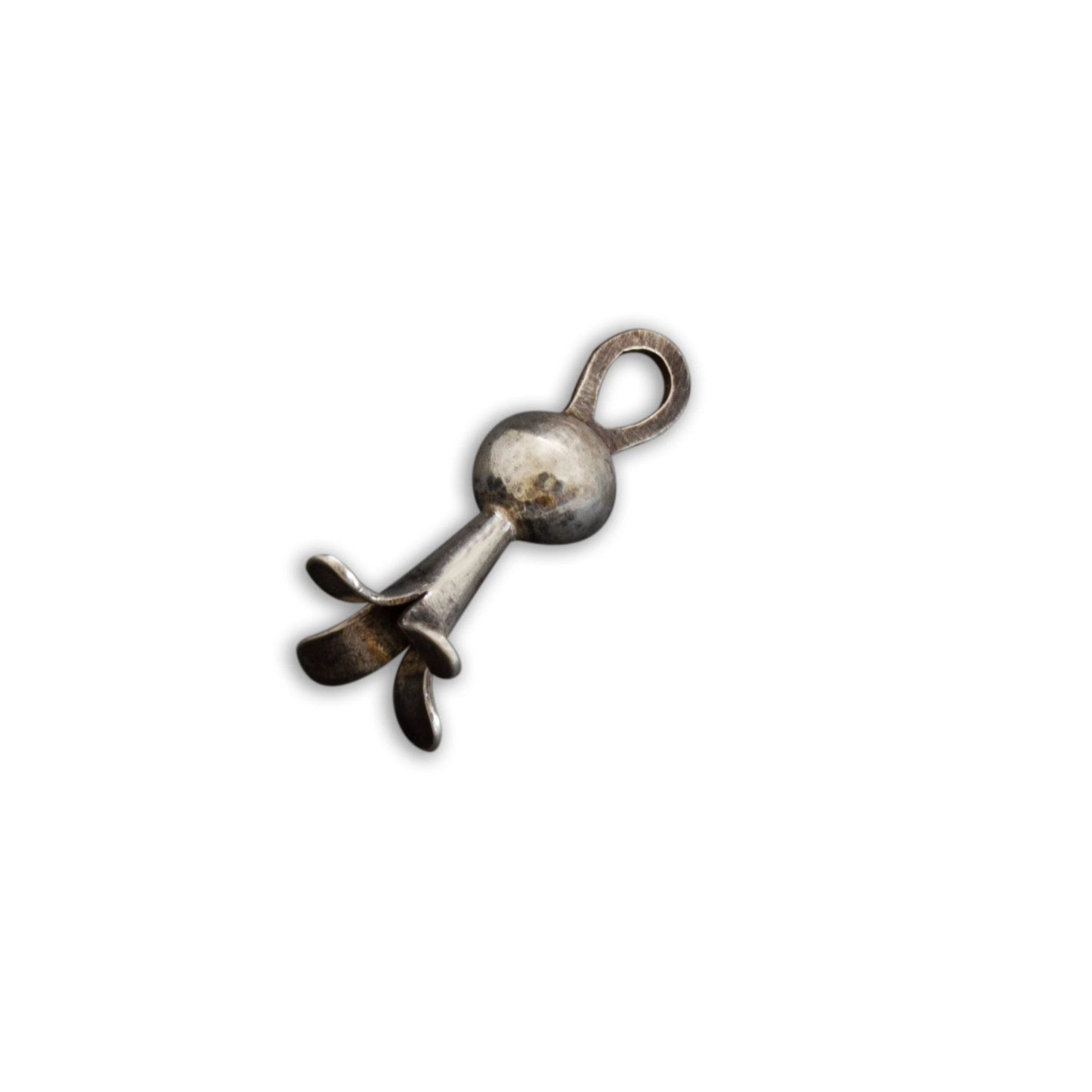 Historic Navajo Silver Squash Blossom Pendant Hand Wrought - Turquoise & Tufa