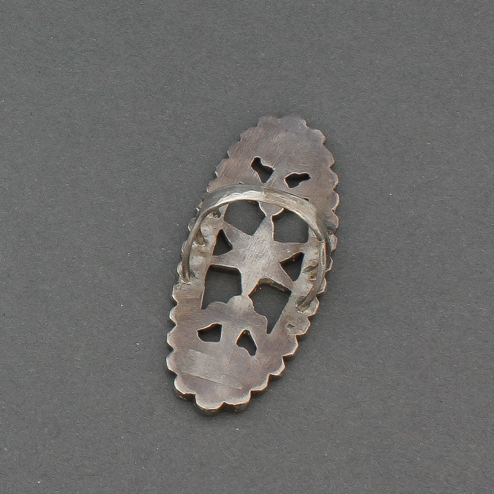 Huge Turquoise and Silver Dishta Family Ring - Turquoise & Tufa