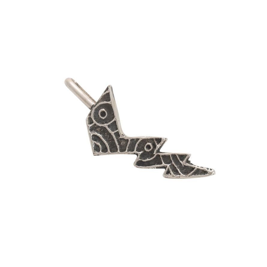 Ira Custer Pendant of Tufa Cast Silver Lightning Bolt - Turquoise & Tufa
