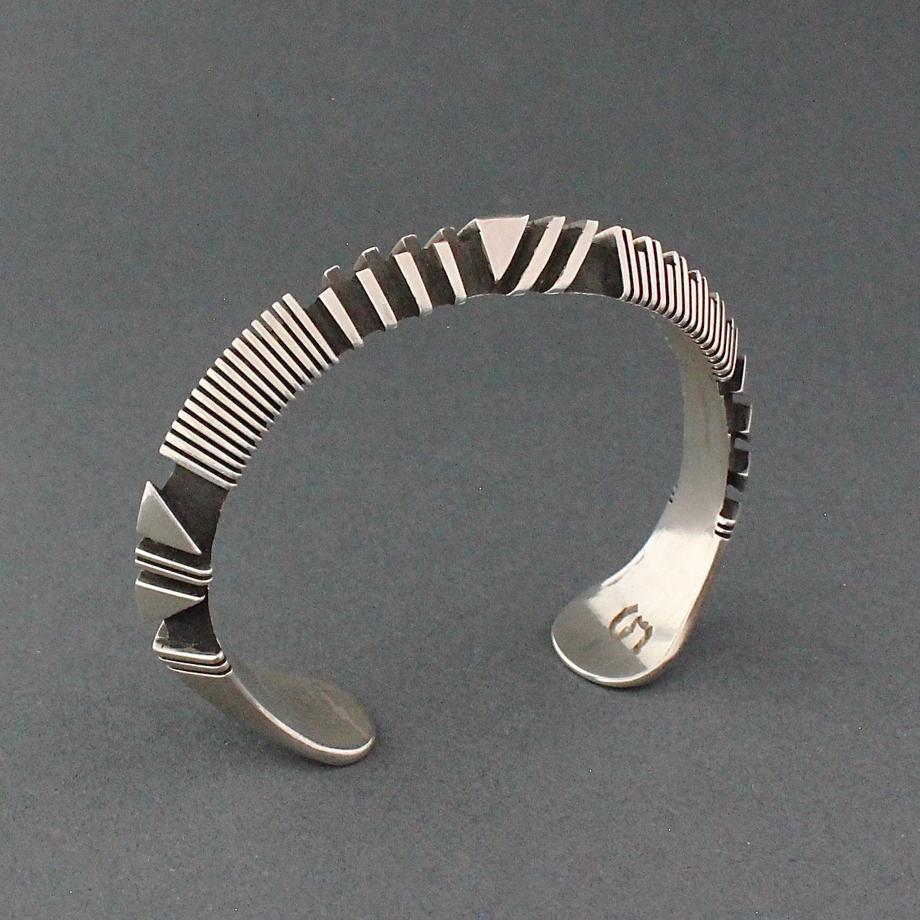Isaiah Ortiz Silver Triangle Bracelet - Turquoise & Tufa