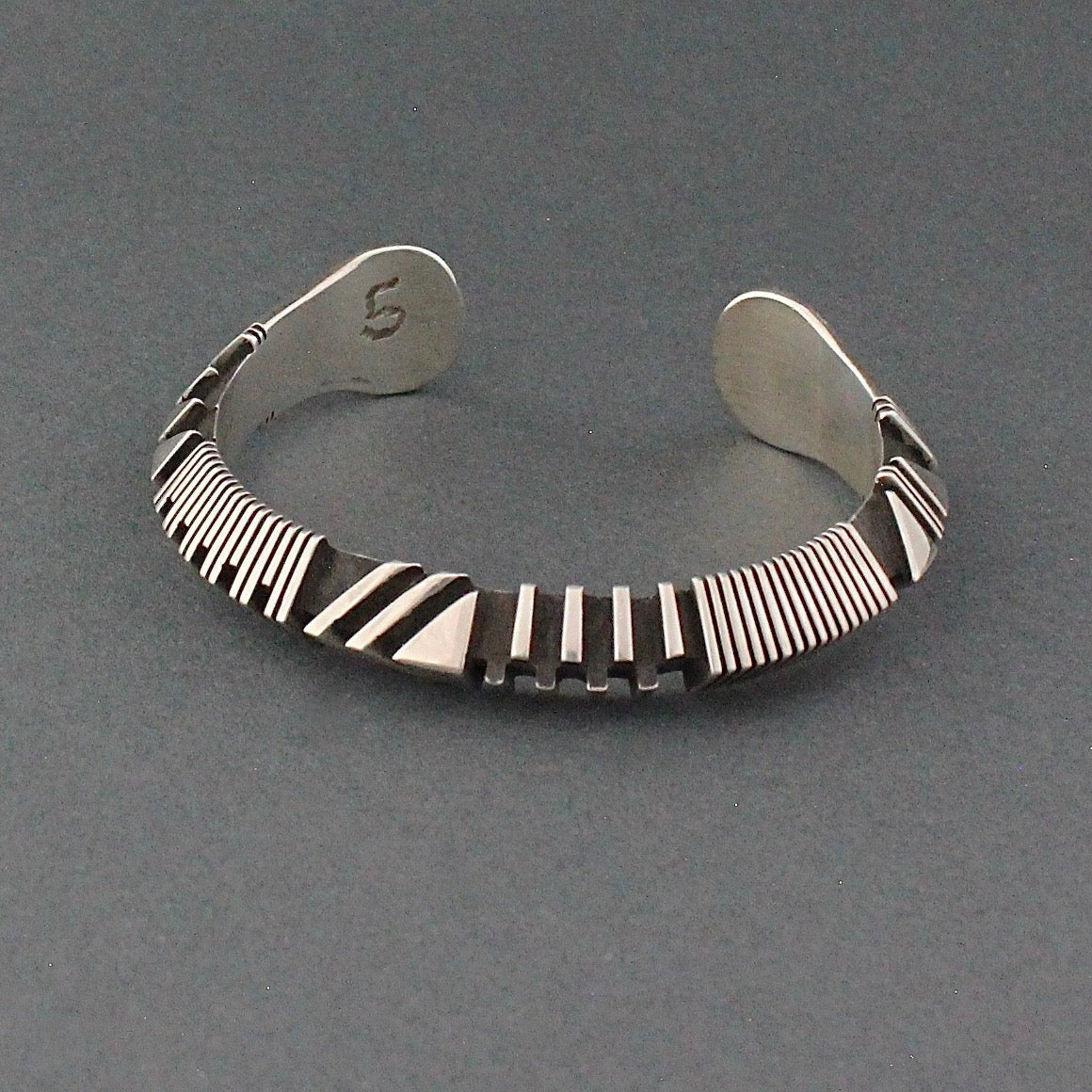 Isaiah Ortiz Silver Triangle Bracelet - Turquoise & Tufa