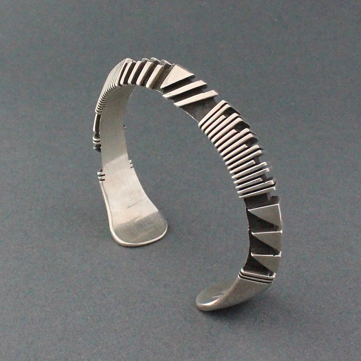 Isaiah Ortiz Silver Triangle Bracelet - Turquoise & Tufa