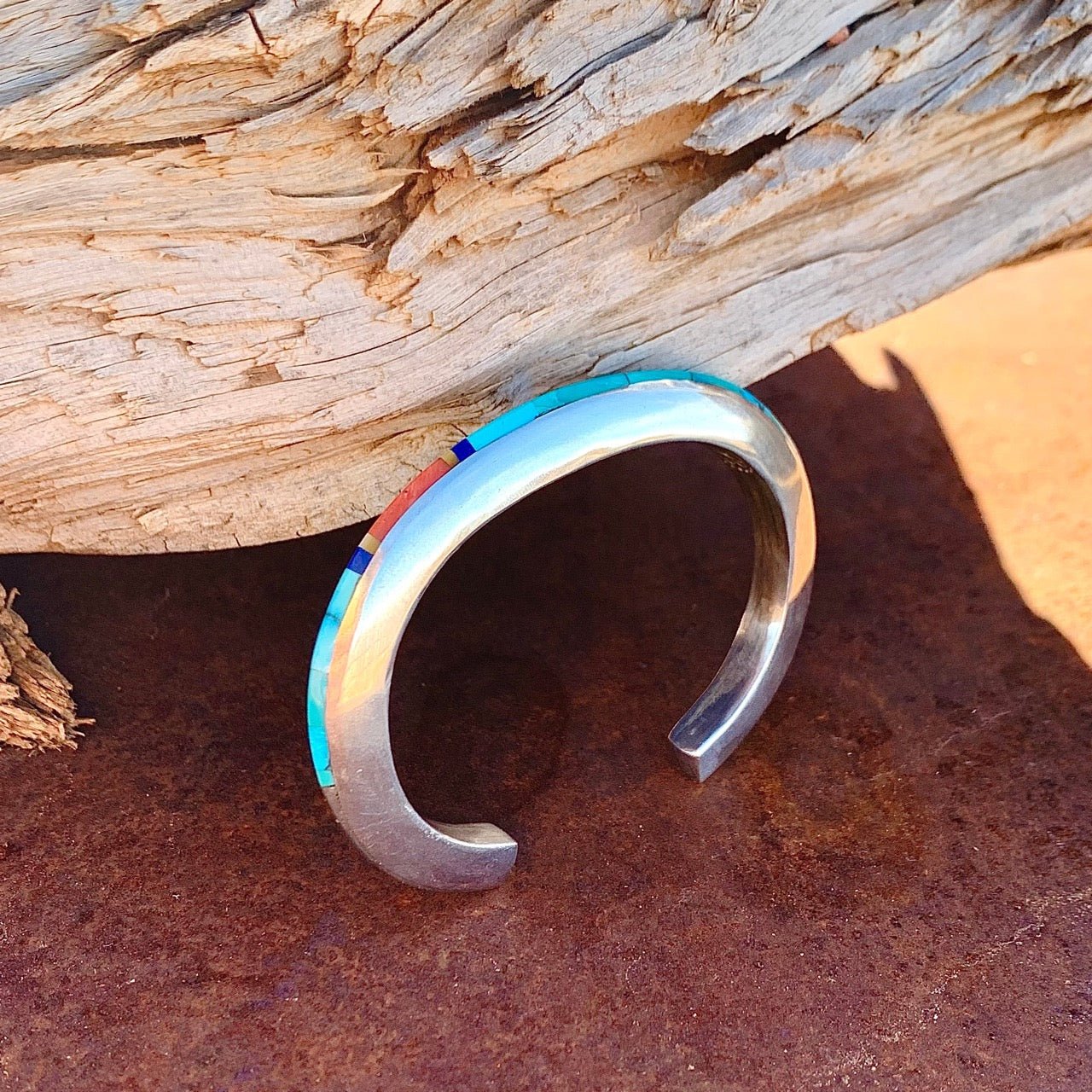 Jimmie King Jr. Sky High Bracelet of Inlay - Turquoise & Tufa