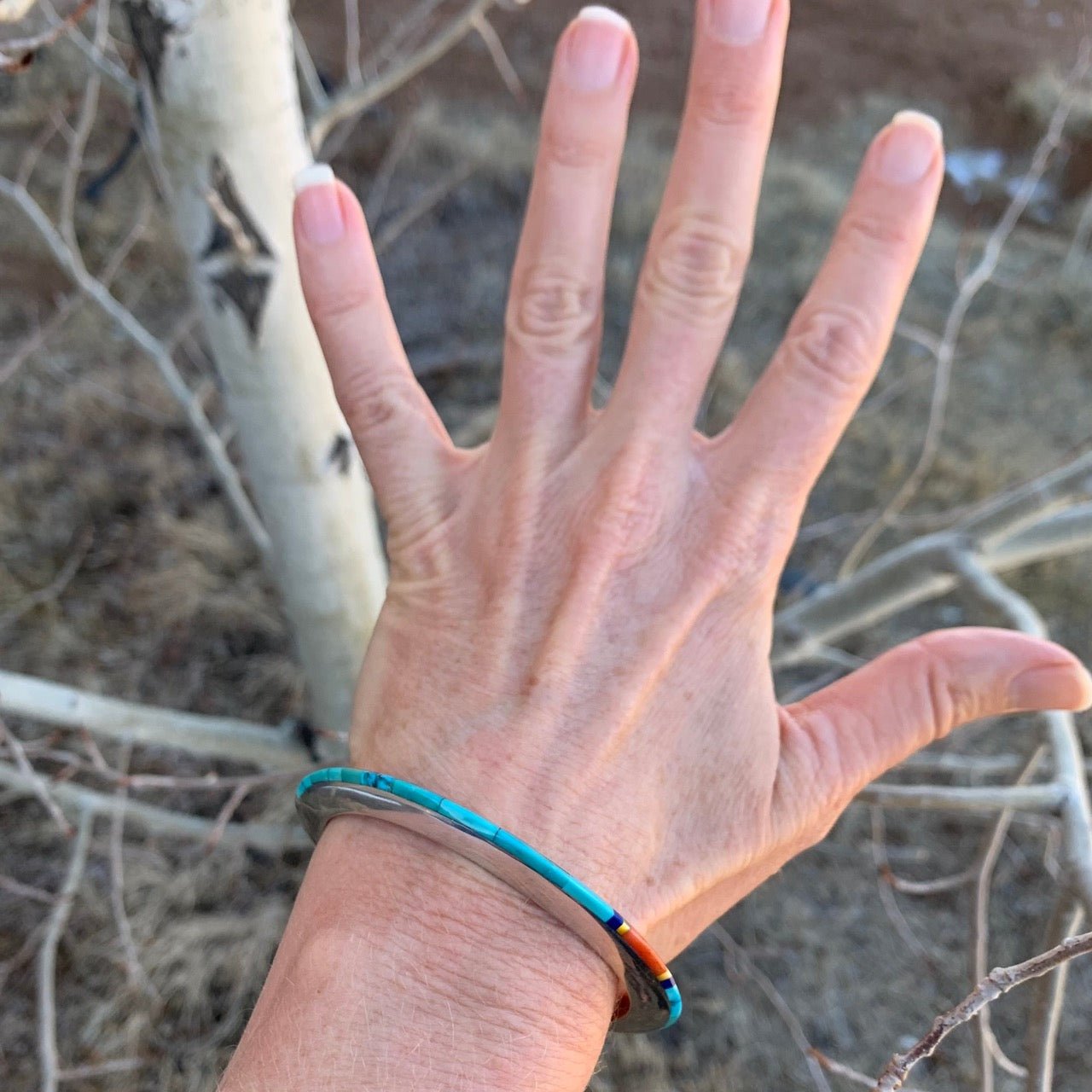 Jimmie King Jr. Sky High Bracelet of Inlay - Turquoise & Tufa