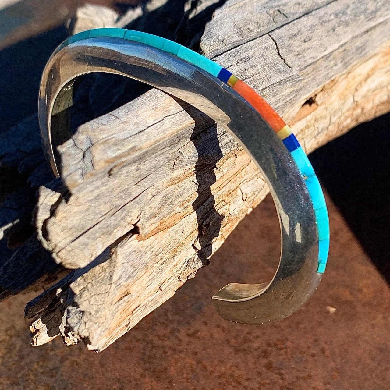 Jimmie King Jr. Sky High Bracelet of Inlay - Turquoise & Tufa