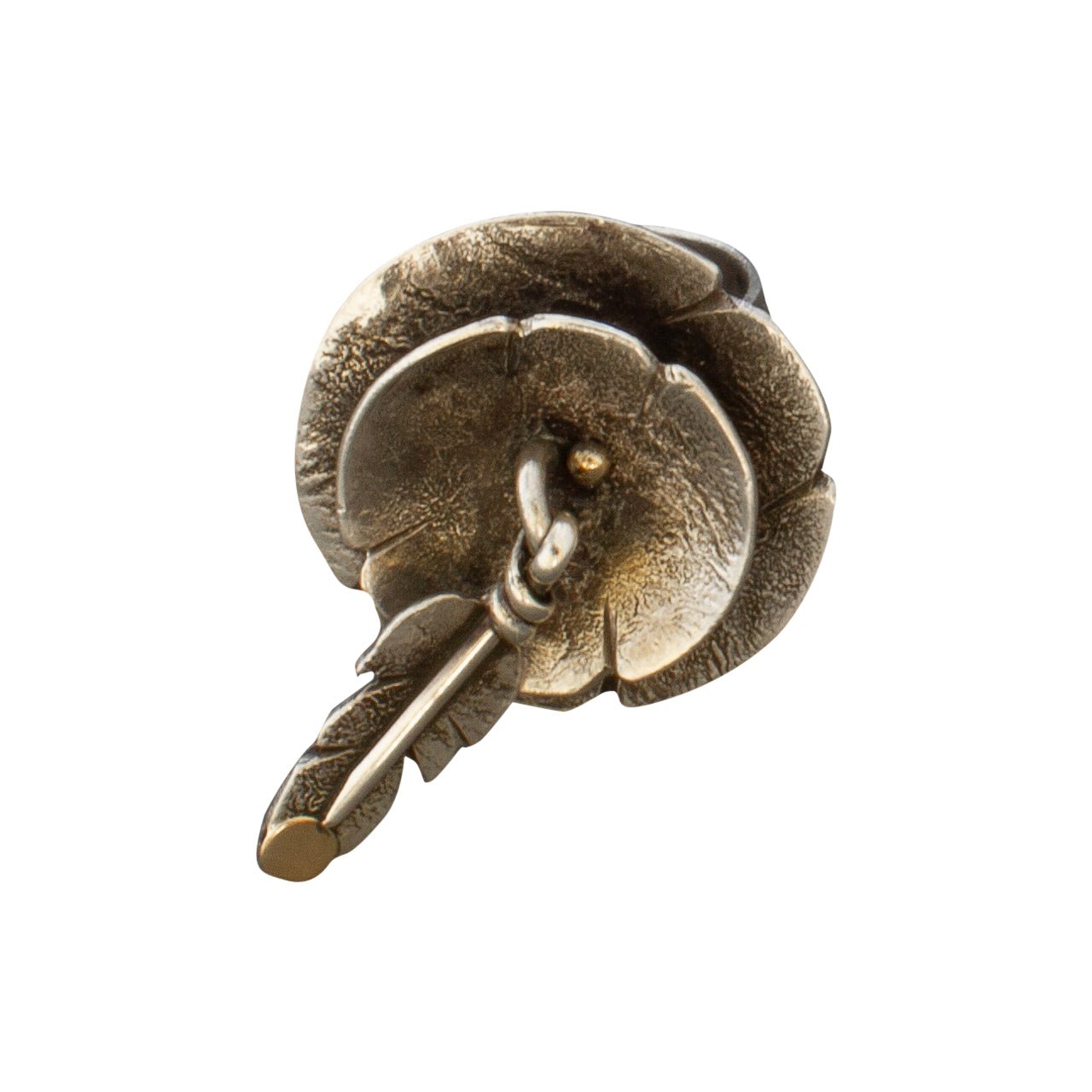 Jolene Eustace Silver Blossom Ring With Dangling Feather - Turquoise & Tufa