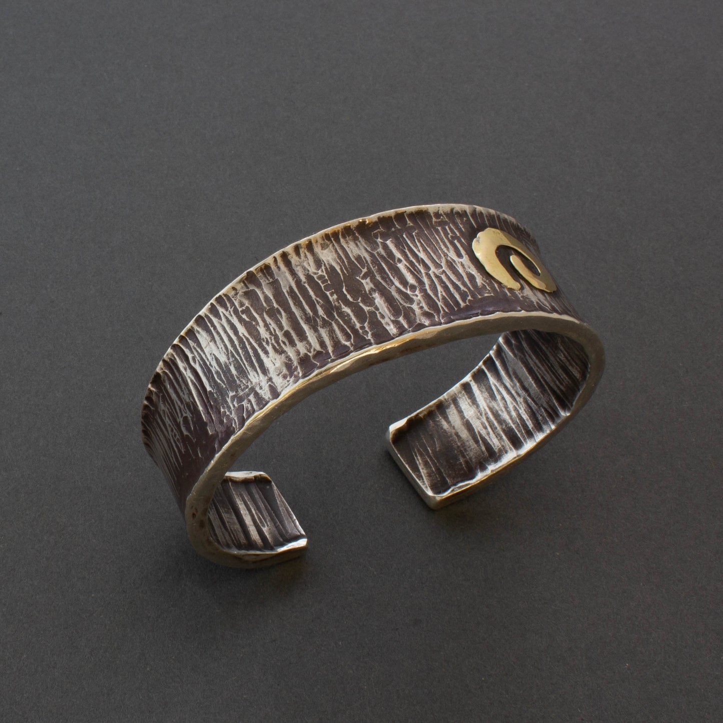 Jolene Eustace Silver Bracelet With 18kt Gold Swirl - Turquoise & Tufa