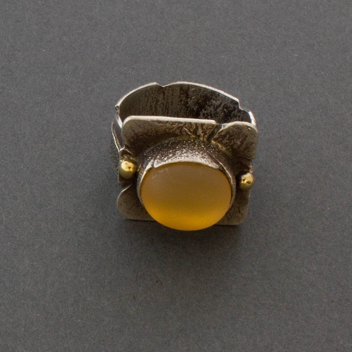 Jolene Eustace Silver Ring With Quartz Stone - Turquoise & Tufa