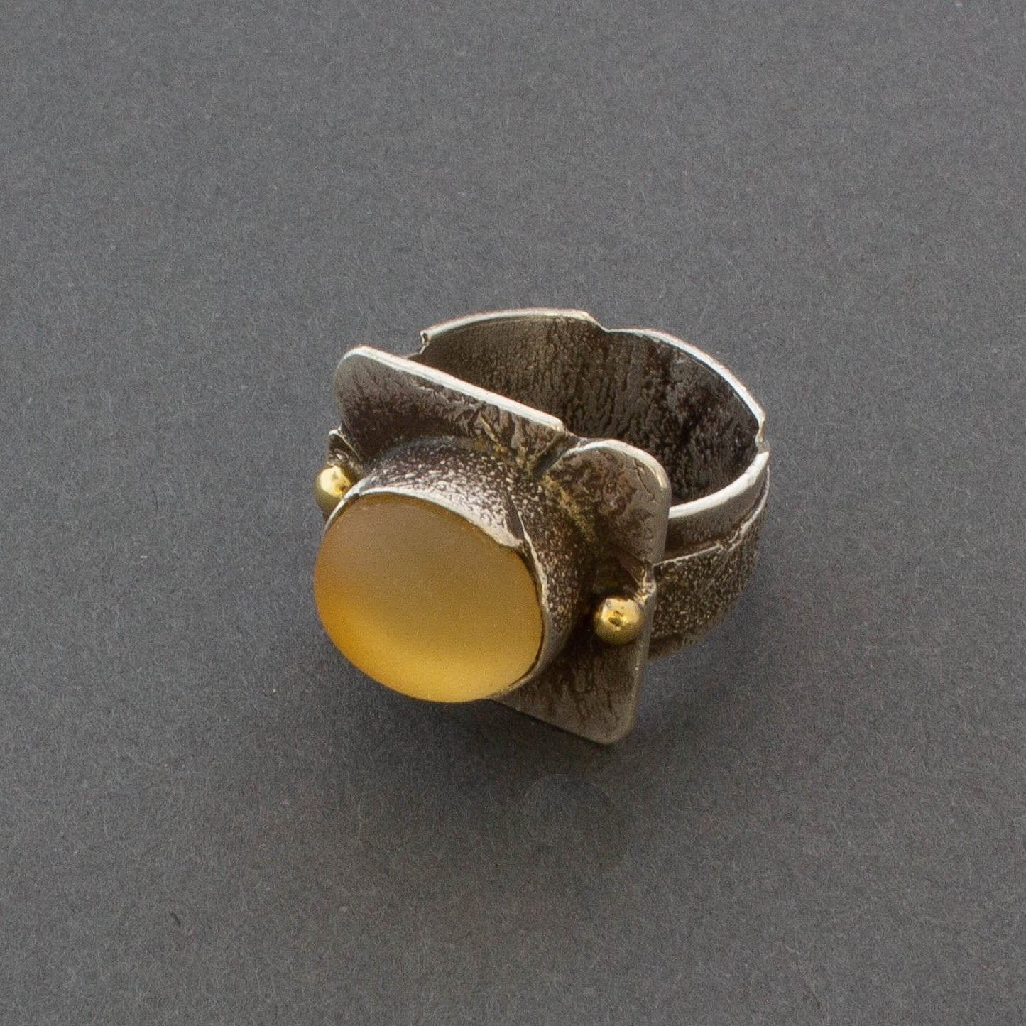 Jolene Eustace Silver Ring With Quartz Stone - Turquoise & Tufa