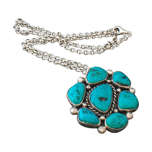 Julian Lovato Turquoise Cluster Pendant or Pin - Turquoise & Tufa