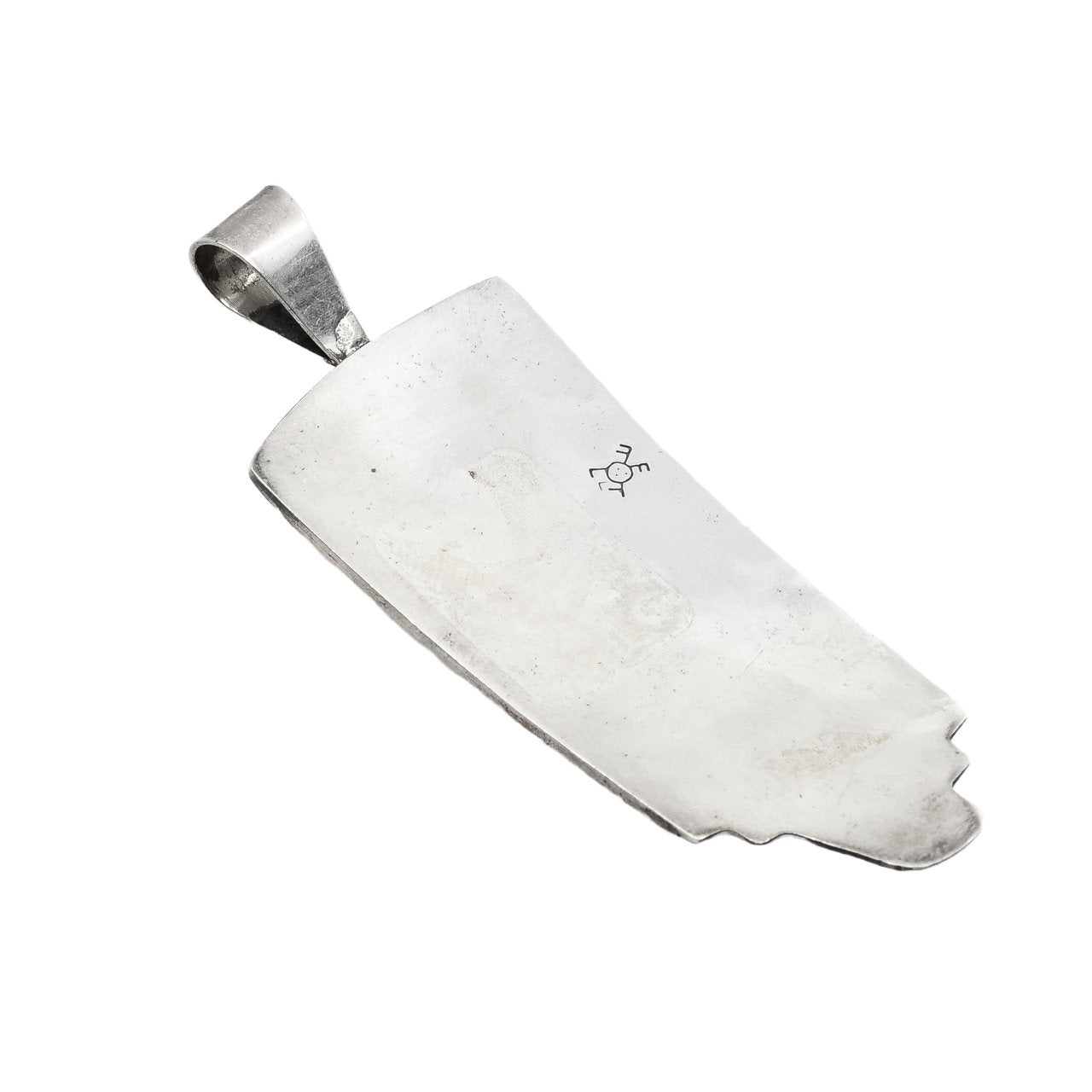 Large Hopi Silver Overlay Pendant By Lucinda Taylor - Turquoise & Tufa