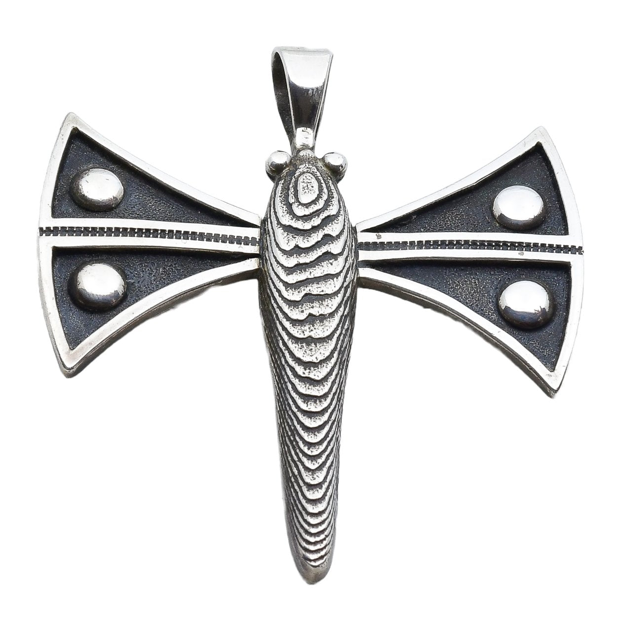 Large Silver Dragonfly Pendant By Jennifer Curtis - Turquoise & Tufa