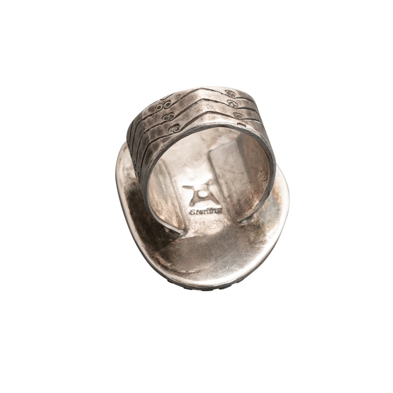 Large Turquoise Ring By Wayne Aguilar of Santo Domingo Pueblo - Turquoise & Tufa