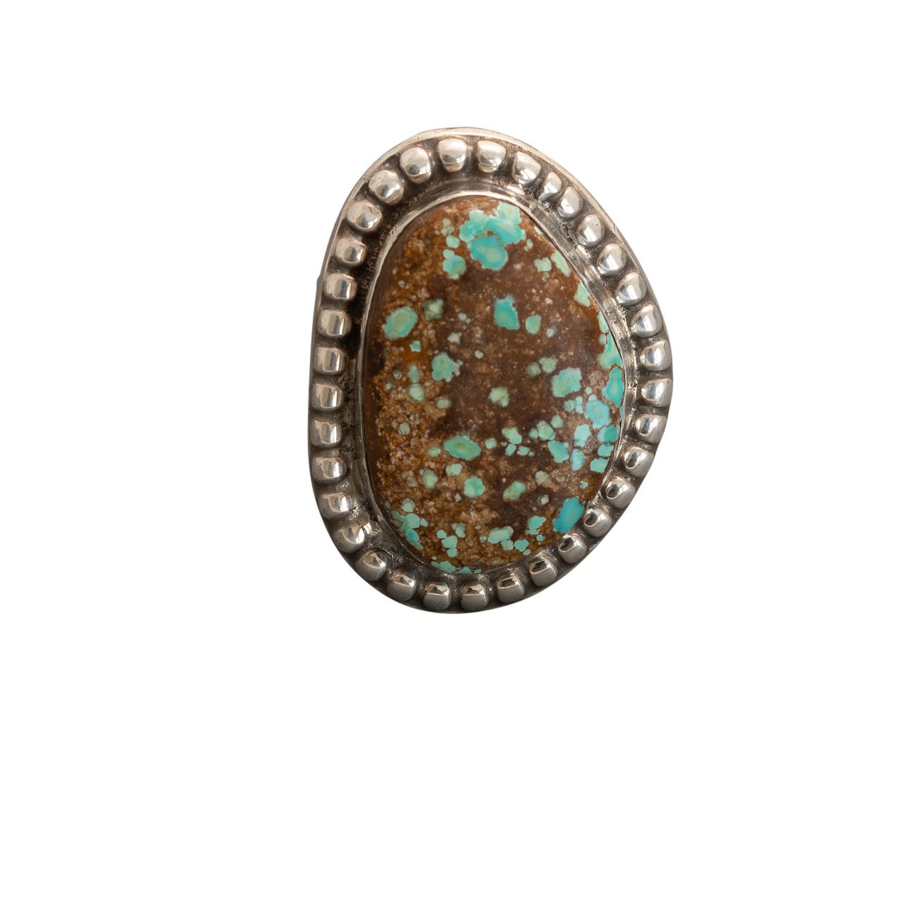 Large Turquoise Ring By Wayne Aguilar of Santo Domingo Pueblo - Turquoise & Tufa